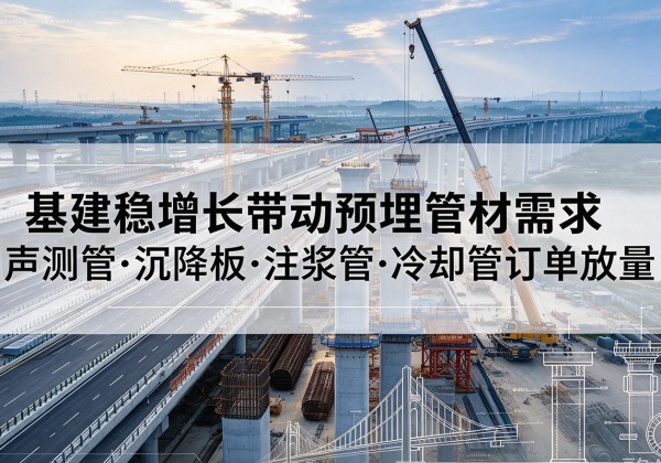 江夏基建稳增长带动预埋监测管材需求，声测管、沉降板、注浆管订单持续放量